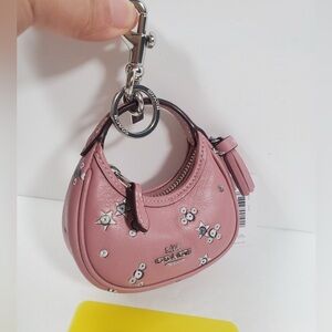 NWT Coach Carmen Bag Charm With Star Print Silver Dusty Pink CCF22